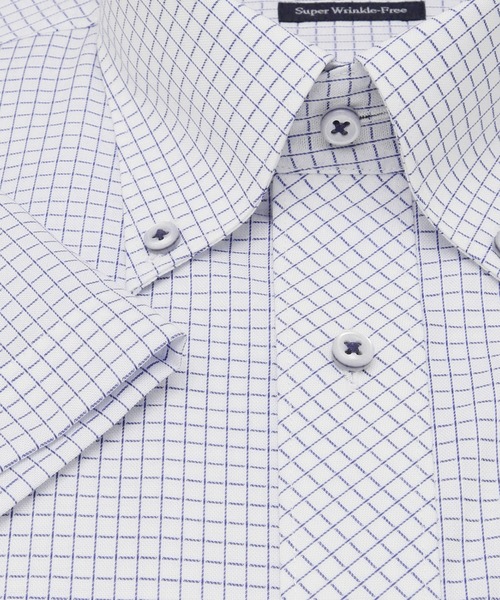 TOKYO SHIRTS（トウキョウシャツ）の「超形態安定ノーアイロン ボタンダウン 半袖ビジネスワイシャツ（ビジネスシャツ・メンズ・ブルー・首回り39cm/首回り41cm/首回り42cm/首回り43cm/首回り37cm）」の6枚目の写真