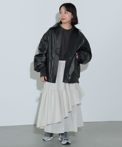 BEAMS HEART（ビームスハート）の「アシメ ティアード スカート（スカート・レディース・ブラック/ホワイト系その他5・FREE）」の4枚目の写真