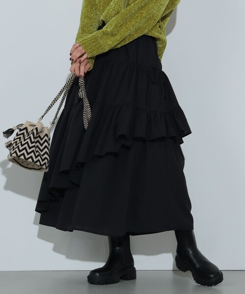 BEAMS HEART（ビームスハート）の「アシメ ティアード スカート（スカート・レディース・ブラック/ホワイト系その他5・FREE）」の14枚目の写真