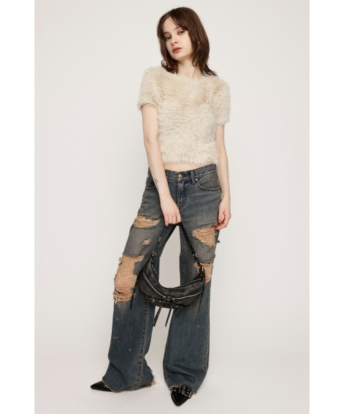 SLY（スライ）の「MIX SHAGGY TINY T/SH ミックス シャギー タイニー Tシャツ 半袖 夏服（Tシャツ/カットソー・レディース・ホワイト系その他2/ブラック系その他2/ピンク系その他/ブルー系その他・FREE）」の9枚目の写真