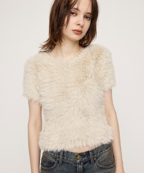 SLY（スライ）の「MIX SHAGGY TINY T/SH ミックス シャギー タイニー Tシャツ 半袖 夏服（Tシャツ/カットソー・レディース・ホワイト系その他2/ブラック系その他2/ピンク系その他/ブルー系その他・FREE）」の8枚目の写真