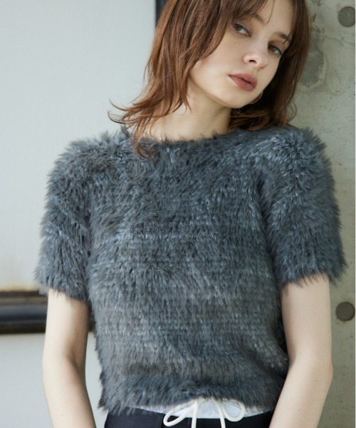 SLY（スライ）の「MIX SHAGGY TINY T/SH ミックス シャギー タイニー Tシャツ 半袖 夏服（Tシャツ/カットソー・レディース・ホワイト系その他2/ブラック系その他2/ピンク系その他/ブルー系その他・FREE）」の20枚目の写真