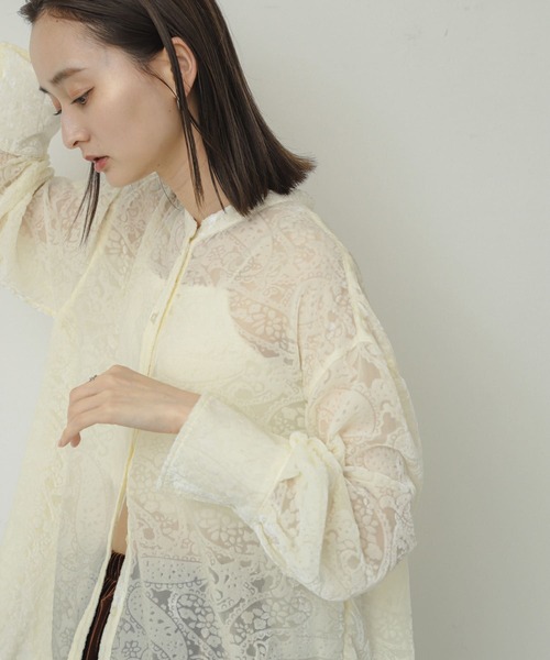 セール】バンドカラーオパールシャツ（シャツ/ブラウス）｜SENSE OF  