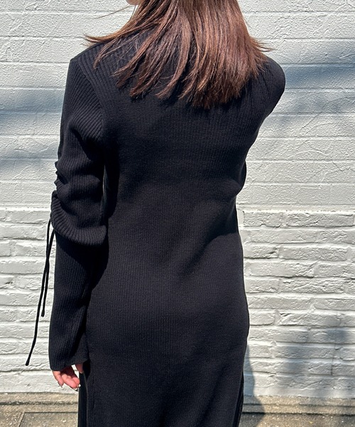 黒のロングカーディガン「Quiet Please」 着流しリブロングカーディガン 33ー50ー1291 | sab street my