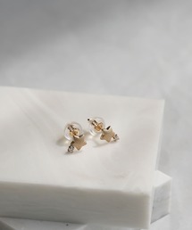 queite | K10 YG スター×キュービック ピアス ［queite］(ピアス（両耳用）)