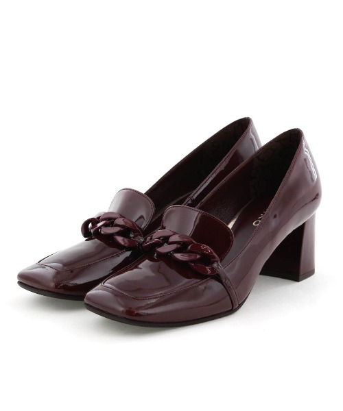 セール】【Made in Japan】【撥水】チェーンモチーフヒールローファー