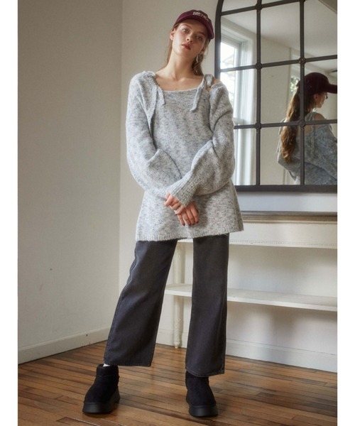 archives（アルシーヴ）の「Ｆホックニットボレロ×肩リボンキャミチュニックＳＥＴ（ワンピース・レディース・グレー/ブラウン/アイボリー・MEDIUM）」の18枚目の写真