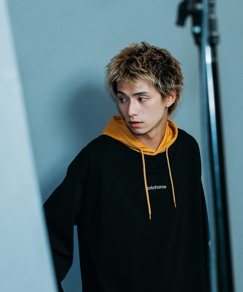 brknhome(ブロークンホーム)の「【brknhome/ブロークンホーム】ロングスリーブフーデッドTシャツ(Tシャツ/カットソー・メンズ・ブラック/グリーン/杢グレー・MEDIUM/LARGE)」の2枚目の写真