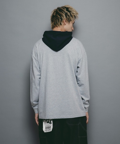 brknhome(ブロークンホーム)の「【brknhome/ブロークンホーム】ロングスリーブフーデッドTシャツ(Tシャツ/カットソー・メンズ・ブラック/グリーン/杢グレー・MEDIUM/LARGE)」の13枚目の写真