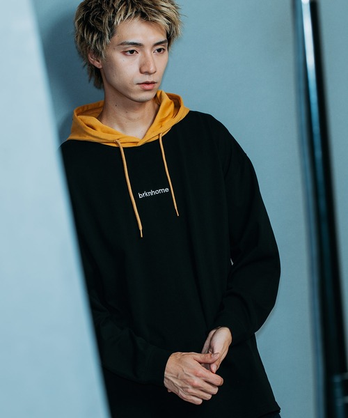 brknhome(ブロークンホーム)の「【brknhome/ブロークンホーム】ロングスリーブフーデッドTシャツ(Tシャツ/カットソー・メンズ・ブラック/グリーン/杢グレー・MEDIUM/LARGE)」の4枚目の写真