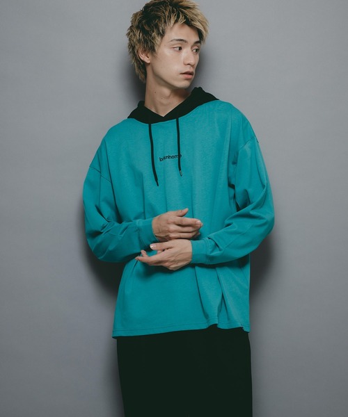 brknhome(ブロークンホーム)の「【brknhome/ブロークンホーム】ロングスリーブフーデッドTシャツ(Tシャツ/カットソー・メンズ・ブラック/グリーン/杢グレー・MEDIUM/LARGE)」の15枚目の写真