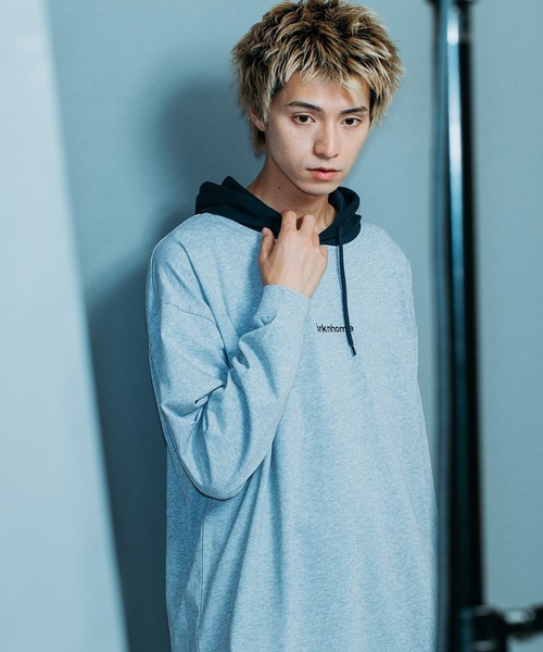 brknhome(ブロークンホーム)の「【brknhome/ブロークンホーム】ロングスリーブフーデッドTシャツ(Tシャツ/カットソー・メンズ・ブラック/グリーン/杢グレー・MEDIUM/LARGE)」の9枚目の写真