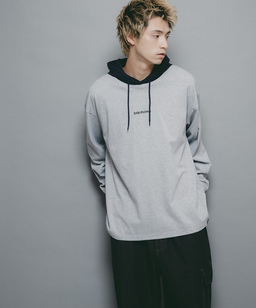 brknhome(ブロークンホーム)の「【brknhome/ブロークンホーム】ロングスリーブフーデッドTシャツ(Tシャツ/カットソー・メンズ・ブラック/グリーン/杢グレー・MEDIUM/LARGE)」の10枚目の写真