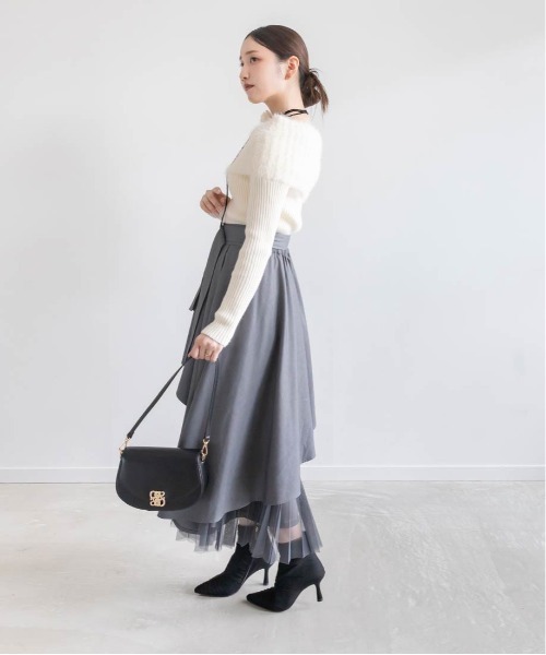 RANDA(ランダ)の「チュールギャザーショートブーツ(ブーツ・レディース・ベージュ/ブラック/グレー・S/M/L/LL)」の15枚目の写真