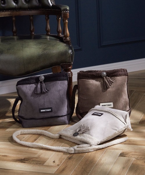 Minnetonka（ミネトンカ）の「【MINNETONKA】ミネトンカ SUEDE×BOA SHOULDER BAG スエード× ボアトートショルダーバッグ（ショルダーバッグ・レディース・ブラック/ブラウン/アイボリー・FREE）」の8枚目の写真