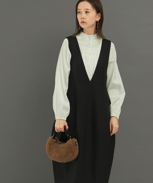 URBAN RESEARCH ROSSO WOMEN（アーバンリサーチ　ロッソ）の「『UR TECH』コクーンジャンパーワンピース（ジャンパースカート・レディース・ベージュ系その他/ブラック・36/38）」の5枚目の写真