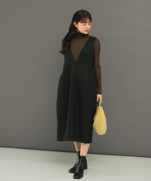 URBAN RESEARCH ROSSO WOMEN（アーバンリサーチ　ロッソ）の「『UR TECH』コクーンジャンパーワンピース（ジャンパースカート・レディース・ベージュ系その他/ブラック・36/38）」の14枚目の写真