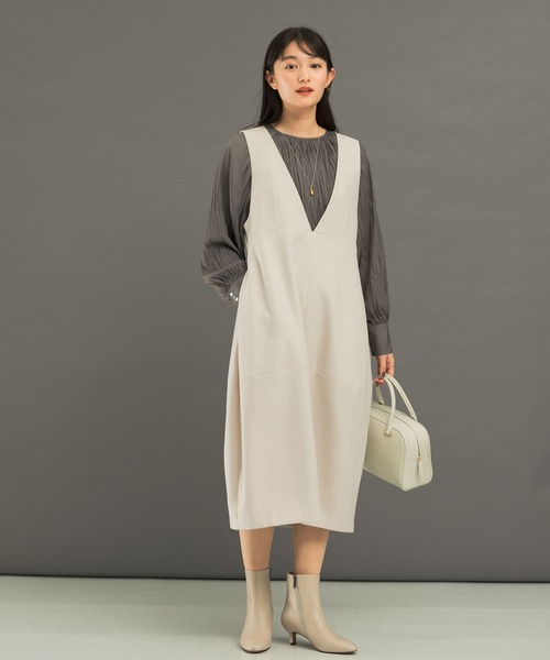 URBAN RESEARCH ROSSO WOMEN（アーバンリサーチ　ロッソ）の「『UR TECH』コクーンジャンパーワンピース（ジャンパースカート・レディース・ベージュ系その他/ブラック・36/38）」の22枚目の写真