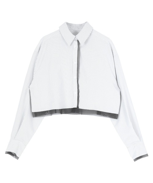 seyto セイト2 / チュールレイヤードストライプシャツ Tulle layered striped shirt / チュールレイヤードストライプ