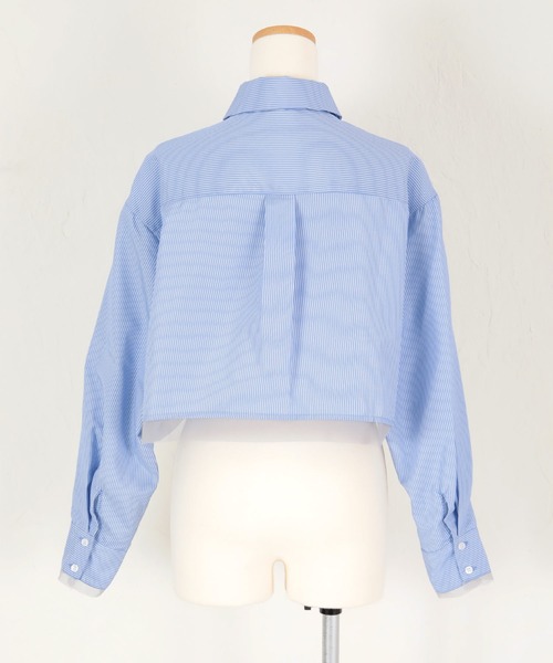 seyto サイズ3 / チュールレイヤードストライプシャツ チュールレイヤードストライプ柄シャツ（シャツ/ブラウス