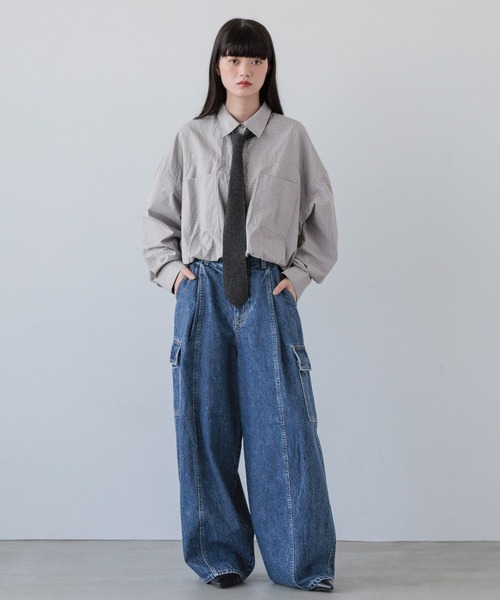 yuw(ユウ)の「Minkウールニットタイ 151554(ストール/ショール・レディース・グリーン/チャコールグレー・FREE)」の9枚目の写真