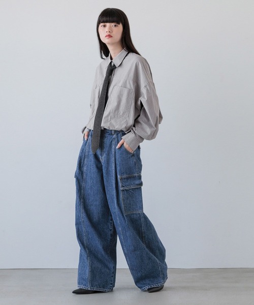 yuw(ユウ)の「Minkウールニットタイ 151554(ストール/ショール・レディース・グリーン/チャコールグレー・FREE)」の10枚目の写真