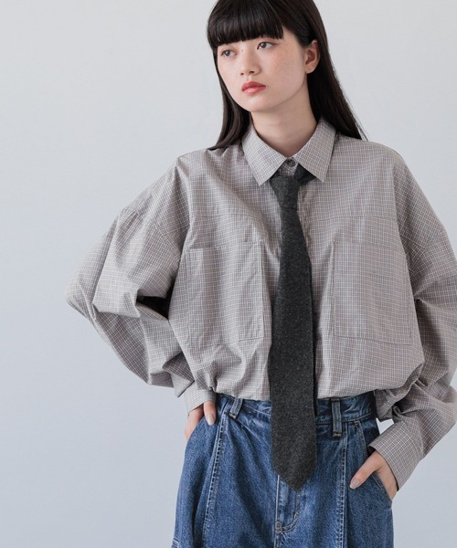 yuw(ユウ)の「Minkウールニットタイ 151554(ストール/ショール・レディース・グリーン/チャコールグレー・FREE)」の3枚目の写真