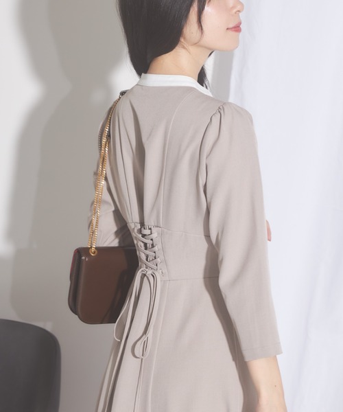 【セール】【ZOZO限定】ヨークレース切替レースアップ長袖ワンピース（ワンピース）｜tocco closet（トッコ クローゼット）