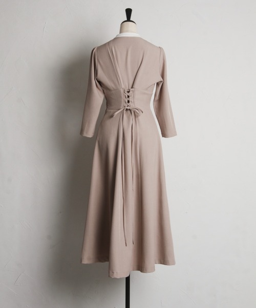 【セール】【ZOZO限定】ヨークレース切替レースアップ長袖ワンピース（ワンピース）｜tocco closet（トッコ クローゼット）