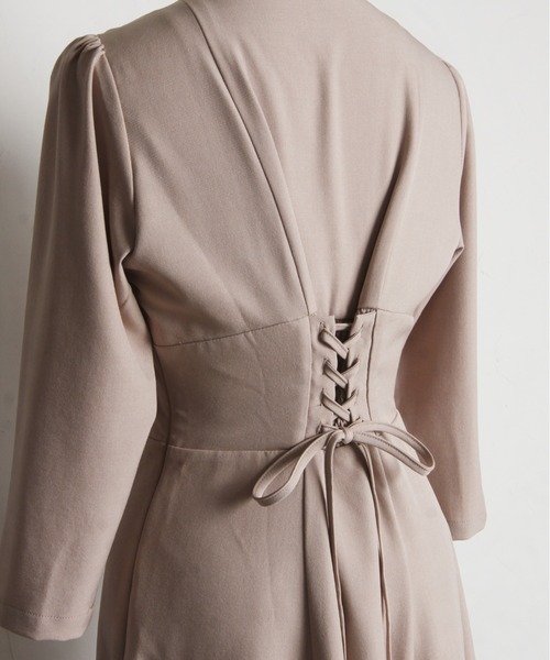 【セール】【ZOZO限定】ヨークレース切替レースアップ長袖ワンピース（ワンピース）｜tocco closet（トッコ クローゼット）