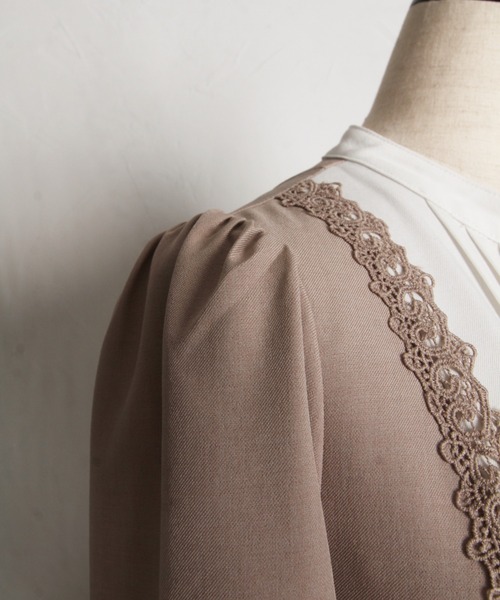 【セール】【ZOZO限定】ヨークレース切替レースアップ長袖ワンピース（ワンピース）｜tocco closet（トッコ クローゼット）