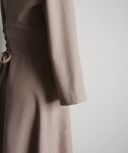 【セール】【ZOZO限定】ヨークレース切替レースアップ長袖ワンピース（ワンピース）｜tocco closet（トッコ クローゼット）