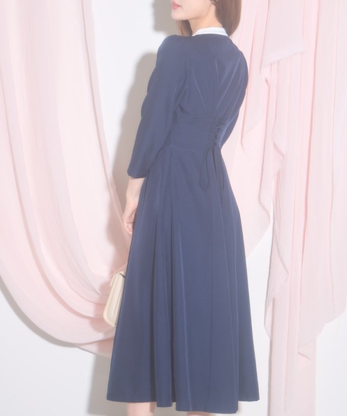 【セール】【ZOZO限定】ヨークレース切替レースアップ長袖ワンピース（ワンピース）｜tocco closet（トッコ クローゼット）