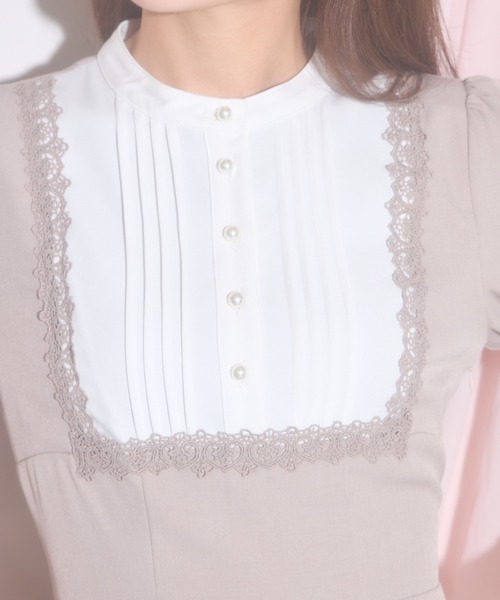 【セール】【ZOZO限定】ヨークレース切替レースアップ長袖ワンピース（ワンピース）｜tocco closet（トッコ クローゼット）