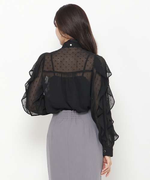 セール】ラメドットジャガードボウタイブラウス（シャツ