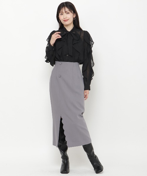 美品✨ドゥロワー　シルク　ジャガードボウブラウス　ボウタイ　ブラウス シアージャカード・ボウタイブラウス/40代50代からのレディース