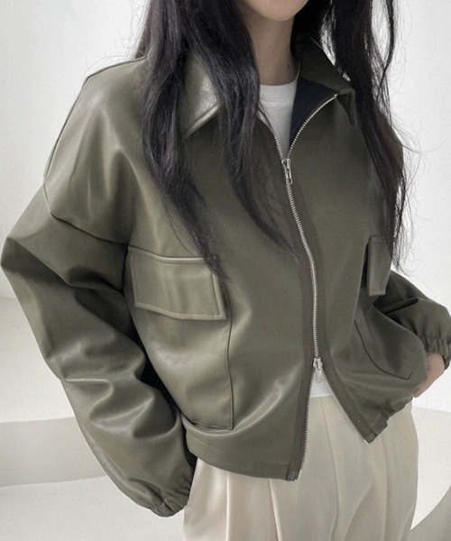 Ritzy(リッツィー)の「ショート丈 PUジャケット(その他アウター・レディース・ホワイト/カーキ/ブラック・L/M)」の13枚目の写真