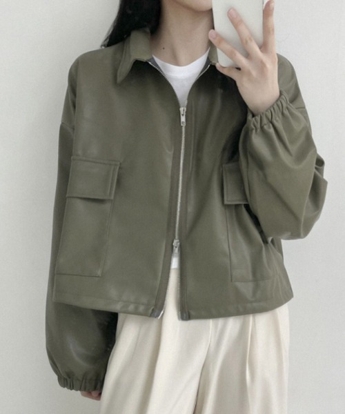Ritzy(リッツィー)の「ショート丈 PUジャケット(その他アウター・レディース・ホワイト/カーキ/ブラック・L/M)」の14枚目の写真