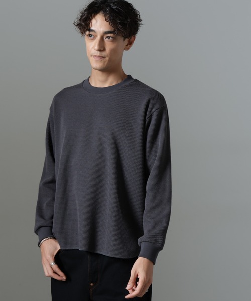NANO universe(ナノユニバース)の「テクノワッフル ロングスリーブTシャツ(Tシャツ/カットソー・メンズ・チャコール/オフホワイト・L/M)」の10枚目の写真