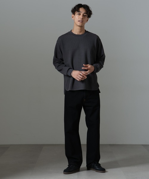 NANO universe(ナノユニバース)の「テクノワッフル ロングスリーブTシャツ(Tシャツ/カットソー・メンズ・チャコール/オフホワイト・L/M)」の15枚目の写真