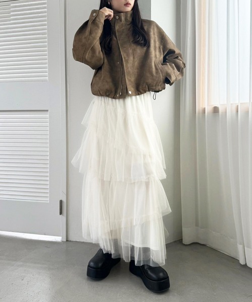 one after another NICE CLAUP(ワンアフターアナザーナイスクラップ)の「ショート合皮ジャケット(ブルゾン・レディース・ブラック/ベージュ/ブラウン・FREE)」の15枚目の写真