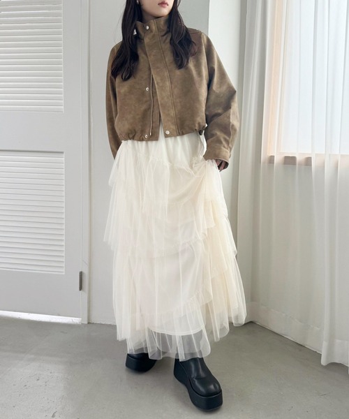 one after another NICE CLAUP(ワンアフターアナザーナイスクラップ)の「ショート合皮ジャケット(ブルゾン・レディース・ブラック/ベージュ/ブラウン・FREE)」の16枚目の写真