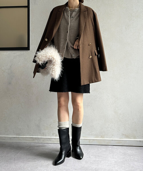 DouDou(ドゥドゥ)の「ツイードミニスカート(スカート・レディース・ブラック/カーキ/オレンジ・36/38)」の4枚目の写真