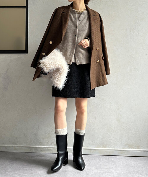 DouDou(ドゥドゥ)の「ツイードミニスカート(スカート・レディース・ブラック/カーキ/オレンジ・36/38)」の6枚目の写真