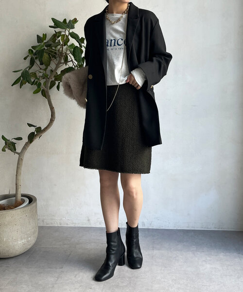 DouDou(ドゥドゥ)の「ツイードミニスカート(スカート・レディース・ブラック/カーキ/オレンジ・36/38)」の13枚目の写真