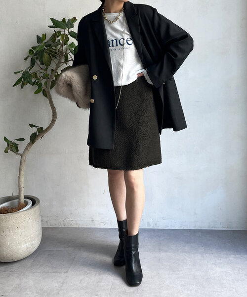 DouDou(ドゥドゥ)の「ツイードミニスカート(スカート・レディース・ブラック/カーキ/オレンジ・36/38)」の14枚目の写真