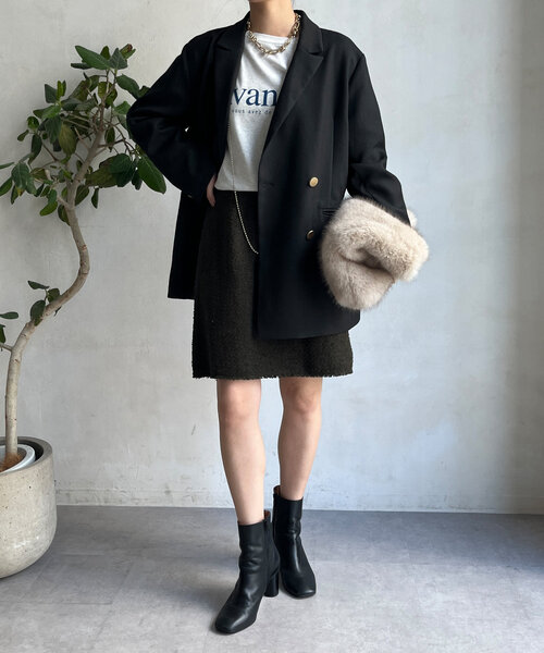 DouDou(ドゥドゥ)の「ツイードミニスカート(スカート・レディース・ブラック/カーキ/オレンジ・36/38)」の16枚目の写真