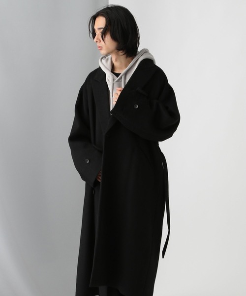 HARE ウールオーバーダブルコート(ブラック) HARE（ハレ）の「ウールオーバーダブルコート(HARE)（チェスター