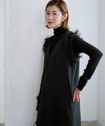 チュールフリル付きワンピース