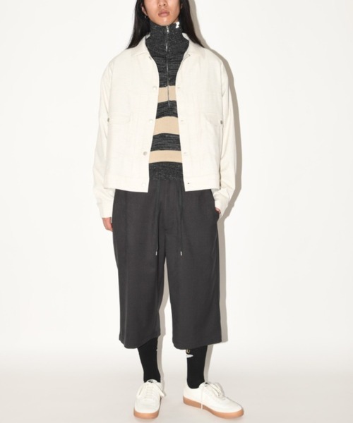 SUPERTHANKS(スーパーサンクス)の「デニムジャケット風トラッカージャケット/Trucker jacket(ユニセックス)(ブルゾン・メンズ・ベージュ/オートミール/ライトブラック・S/M/L)」の10枚目の写真